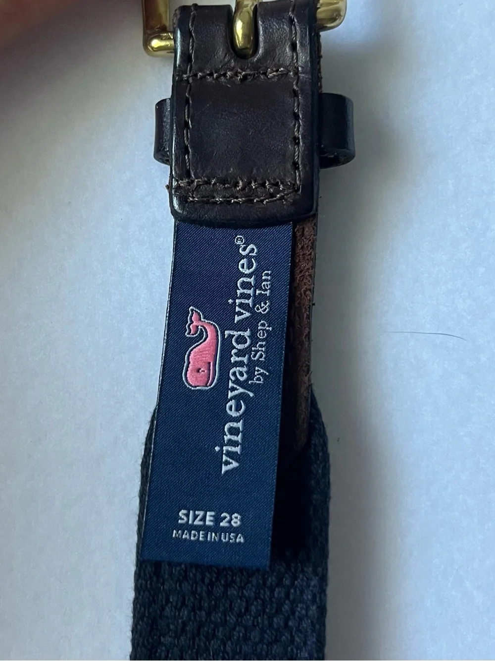 Vineyard Vines Navy and Cream Hockey Stick Webbing Belt Boys size 28